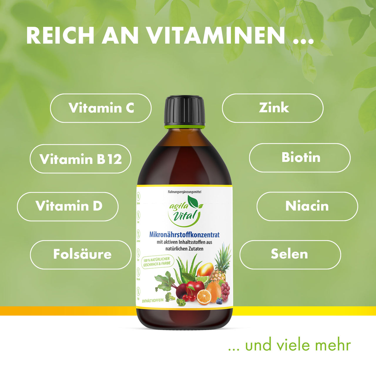 AGILA VITAL Mikronährstoffkonzentrat (500 ml) – Ohne künstliche Farbstoffe - ApoNatura