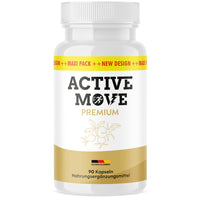 Thumbnail for Weiße Kunststoffdose Active Move Premium mit 90 Kapseln und goldfarbenem Etikett