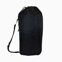 Thumbnail for Schwarze längliche Stofftasche mit Kordelzug und seitlichem Schultergurt