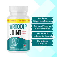 Thumbnail for Artodip Joint Advanced Formula Dose mit Hinweisen zu Vitaminen Mineralstoffen und neuer Formel