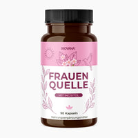 Thumbnail for Produktbild von Biovana Frauenquelle mit Inositol, rosa Etikett und 90 Kapseln in brauner Dose