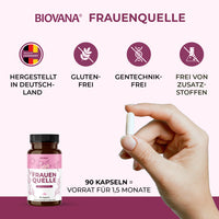 Thumbnail for Produktgrafik Biovana Frauenquelle mit Inositol, glutenfrei, gentechnikfrei und 90 Kapseln