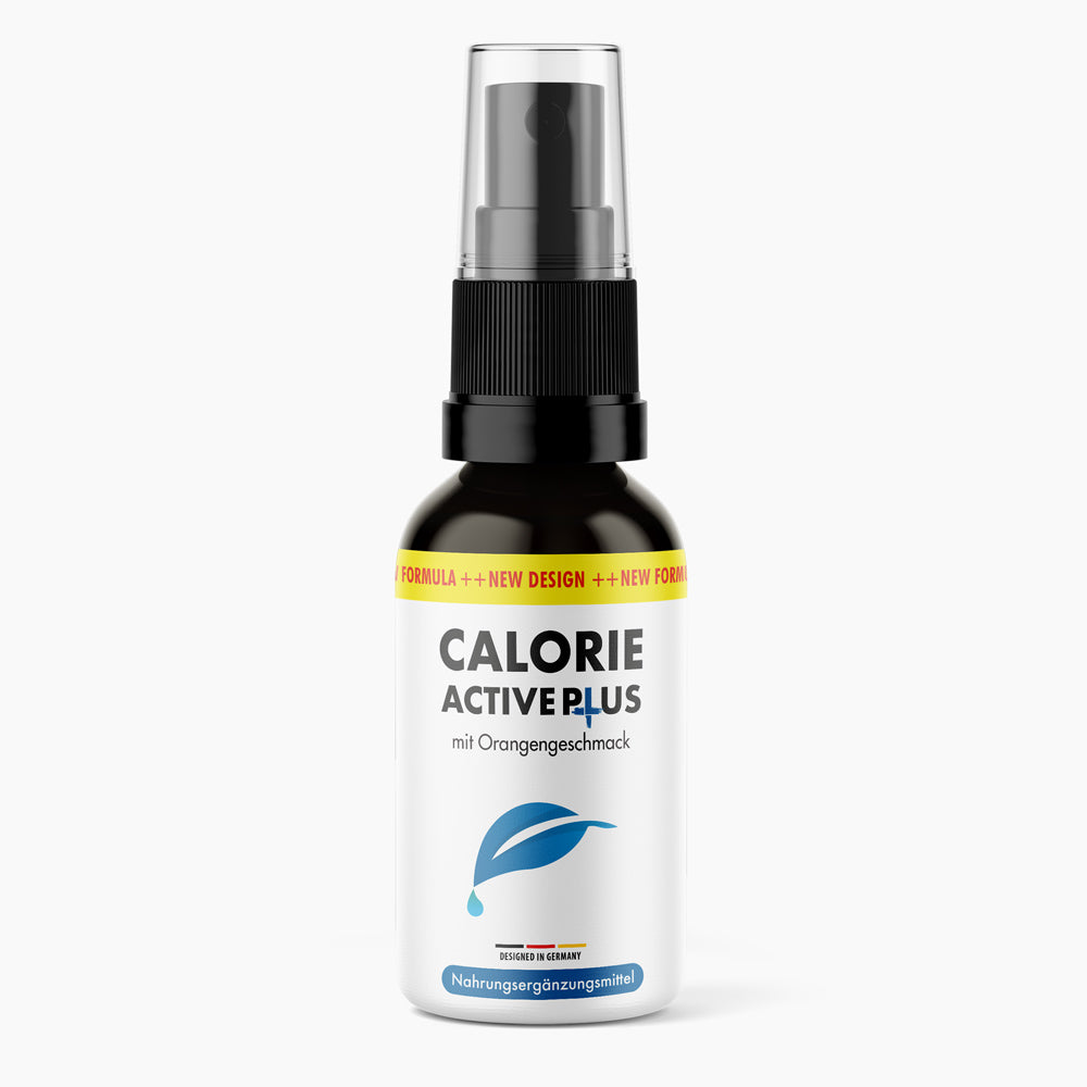 Weiße Kunststoffflasche mit Sprühkopf Calorie Active Plus mit Orangengeschmack