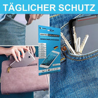 Thumbnail for Smartphone mit Displayschutz in Jeans und Tasche, daneben Produktverpackung mit Schrift täglicher Schutz