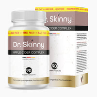 Thumbnail for Weiße Kunststoffdose mit braunem Etikett Dr. Skinny Apple Cider Complex, 90 Kapseln vor passender Faltschachtel