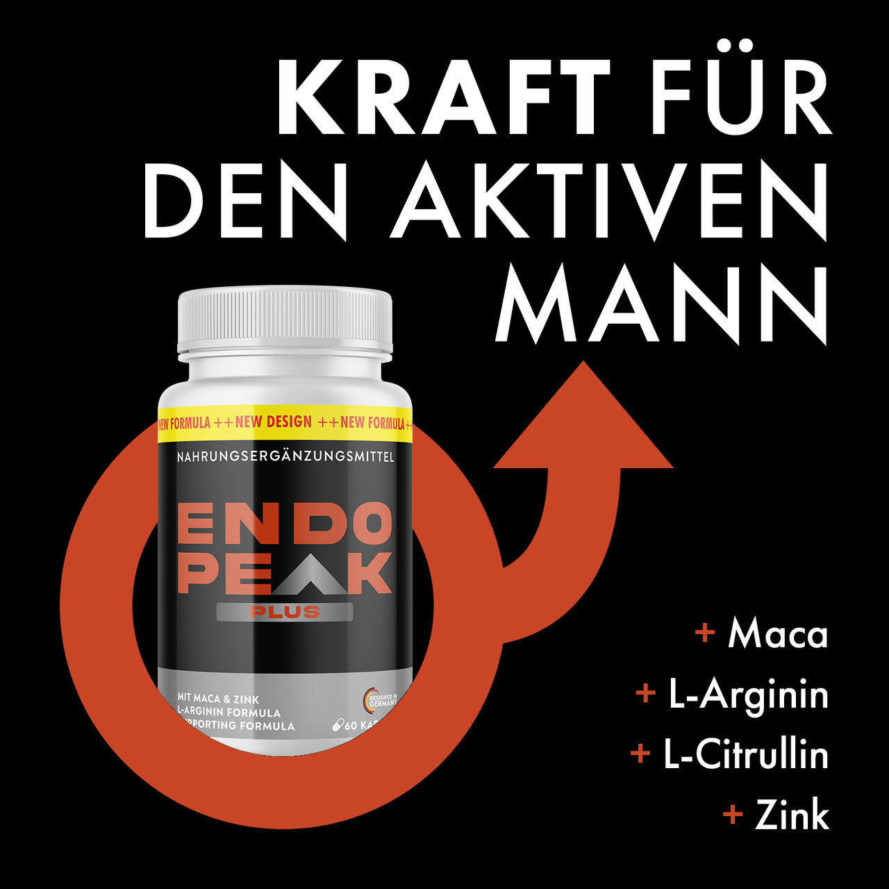 Nahrungsergänzungsmittel Endopeak Plus mit Maca, L-Arginin, L-Citrullin, Zink