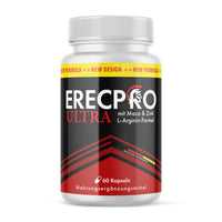 Thumbnail for Dose des Nahrungsergänzungsmittels ERECPRO Ultra mit Maca, Zink und L-Arginin-Formel in Rot-Schwarz