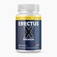 Thumbnail for Weiße Kunststoffdose Erectus X Premium mit 60 Kapseln und blauem Etikett