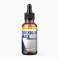 Thumbnail for Braune Flasche mit schwarzer Pipette und Etikett Erexblue Max Forte mit silber-blauem Farbverlauf