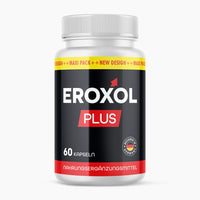 Thumbnail for Eroxol Plus Dose mit rotem Etikettstreifen unten, schwarzem Design und Schrift 60 Kapseln