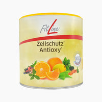 Thumbnail for Dose mit gelbem Etikett Zellschutz Antioxy und Abbildung von Orange, Zitrone und Beeren 