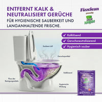 Thumbnail for WC-Grafik mit Fizzclean Active-Power Foam, violettem Schaum, Infopunkten und 100 g Sachet