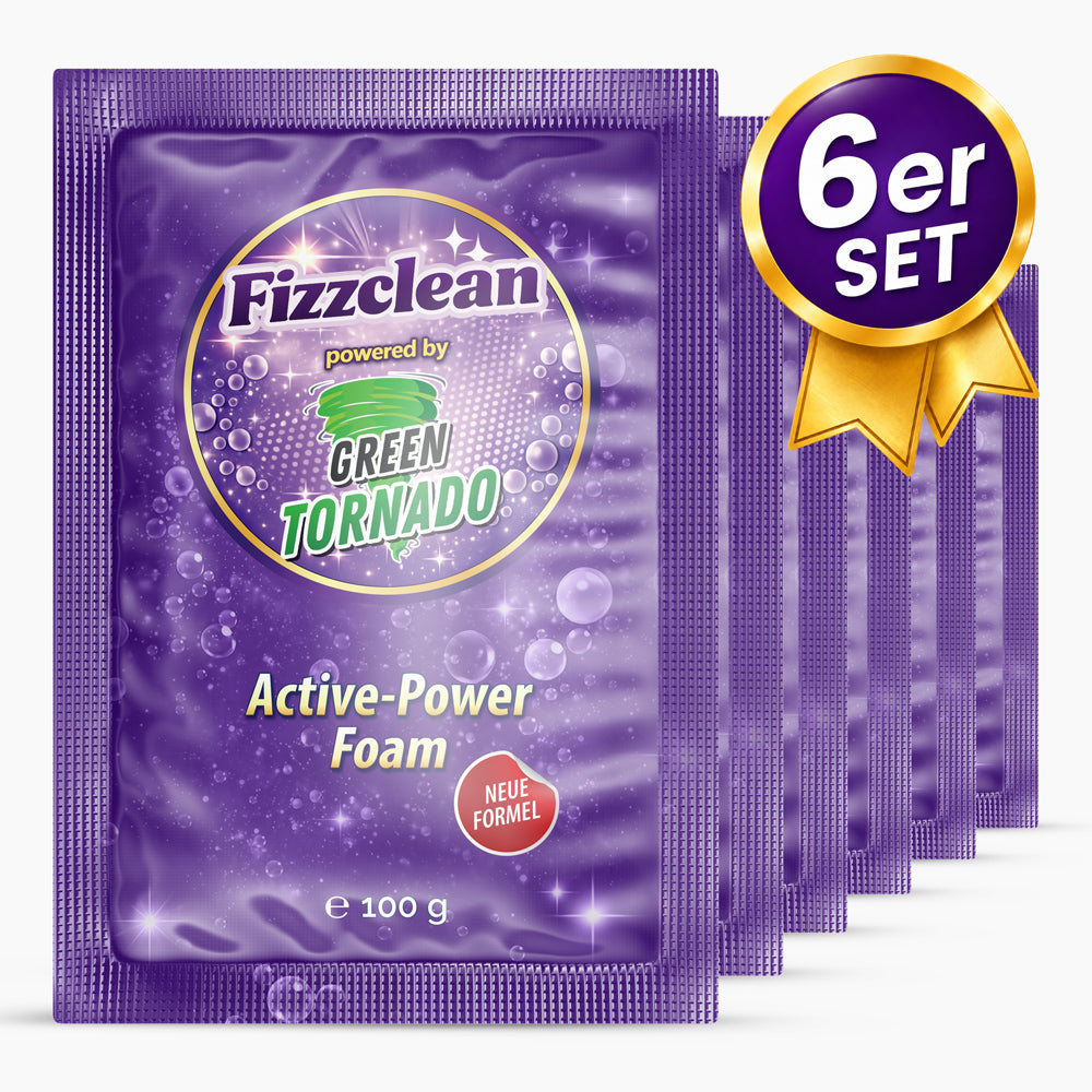 Fizzclean Green Tornado Active-Power Foam im 6er-Set mit violetten Sachets und neuer Formel