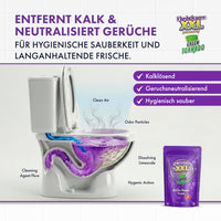 Thumbnail for Werbung für Flushcleanse XXL: „Entfernt Kalk & neutralisiert Gerüche“ über einem WC-Schnittbild