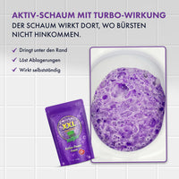 Thumbnail for Flushcleanse XXL: Grafik bewirbt Schaum, der unter den Toilettenrand dringt und Ablagerungen löst