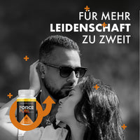 Thumbnail for Force Fuel Forte neben umarmendem Paar mit sichtbarem Werbetext und Pfeilsymbol im Bild