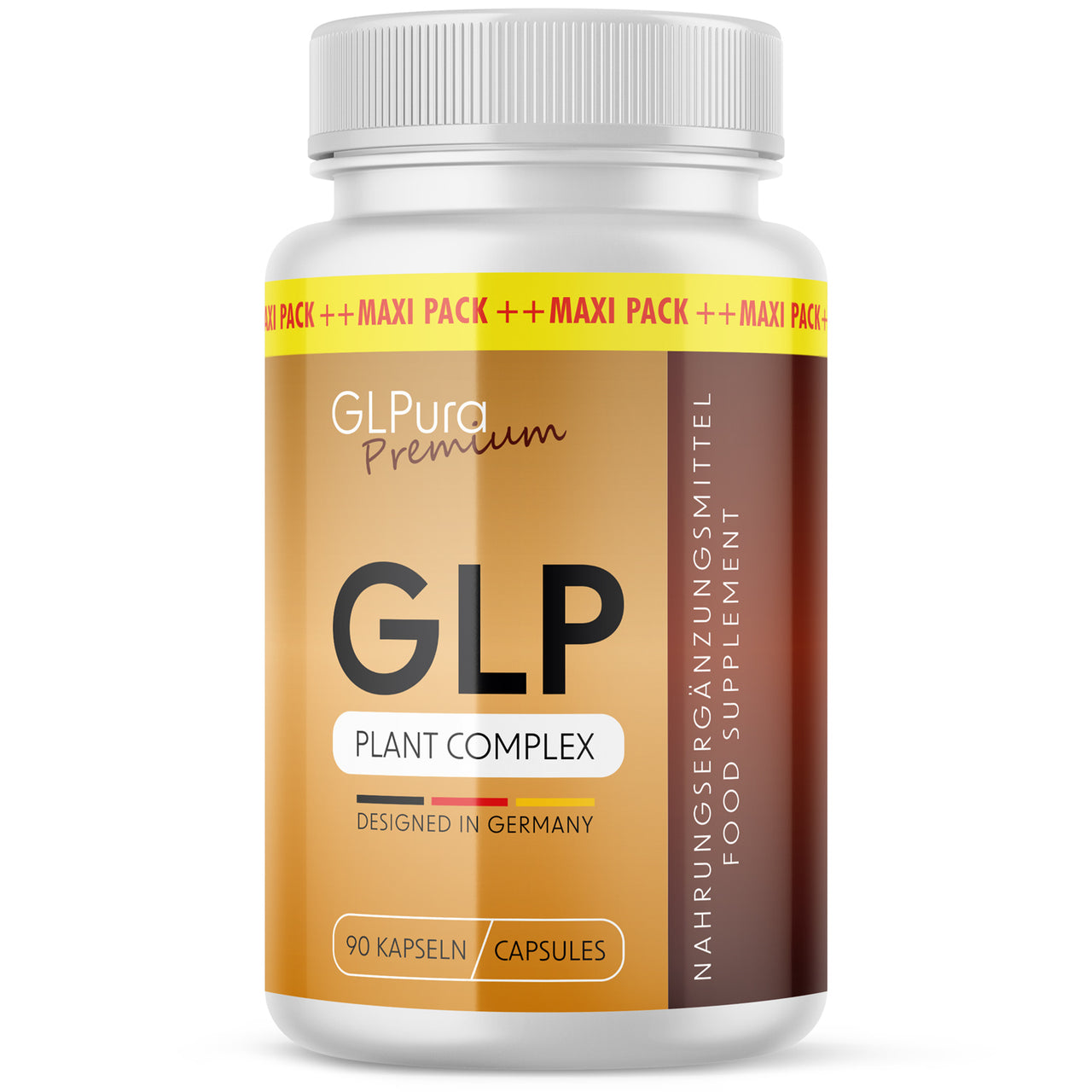 GLPura Premium GLP Plant Complex Dose with Maxi Pack Information and 90 Capsules