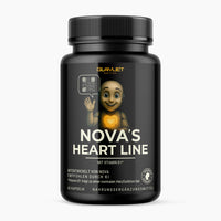 Thumbnail for Schwarze Kunststoffdose mit Schrift NOVA'S HEART LINE mit 60 Kapseln und Vitamin B1