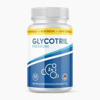 Thumbnail for Produktbild Glycotril Premium Nahrungsergänzungsmittel in weißer Dose mit blauem Label