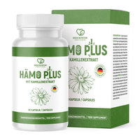 Thumbnail for Hämo Plus Nahrungsergänzung mit Kamillenextrakt Dose und Umverpackung 90 Kapseln