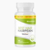 Thumbnail for Weiße Kunststoffdose mit grünem Etikett Best Hair Hairpexin, 90 Kapseln und Haarwurzel-Symbol