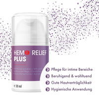 Thumbnail for Hemo Relief Plus Creme 30 ml Spender mit Pflanzenextrakten, Pflege für intime Bereiche und sensible Haut