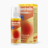 Thumbnail for Hondrodin Premium Gelenkpflegespray vor passender Verpackung mit roten Kreisgrafiken mit 100 ml