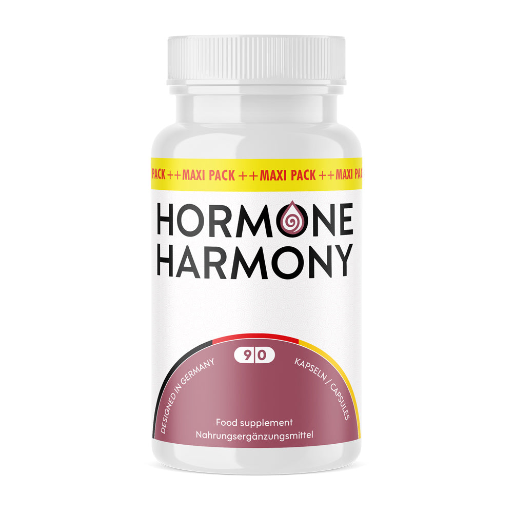 Verpackung von „Hormone Harmony“, Maxi Pack mit 90 Kapseln im MAXI PACK