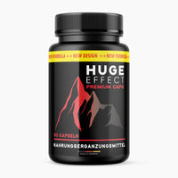 Thumbnail for 
Huge Effect Kapseln, 60 Stück, schwarze Dose mit rotem Etikett und Bergmotiv
