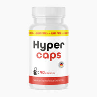 Thumbnail for Dose mit Aufdruck Hypercaps 90 Kapseln mit Kapselsymbol und rotem Bodenetikett