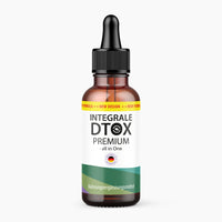 Thumbnail for Integrale DTOX Premium Flasche  mit schwarzer Pipette und grün-weißem Etikett vor hellem Hintergrund