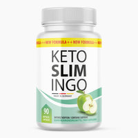 Thumbnail for Vorderseite einer weißen Dose mit grünem Etikett, Schrift KETO SLIM INGO, Apfelgrafik, 90 Kapseln