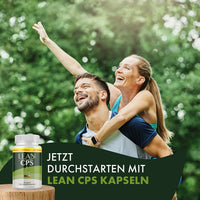 Thumbnail for Fröhliches Paar im Grünen, Frau auf dem Rücken des Mannes, daneben LEAN CPS und Werbetext im Bild