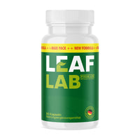 Thumbnail for Kunststoffdose mit Schrift Leaf Lab Premium, 90 Kapseln, grünes Etikett mit gelbem Schriftzug