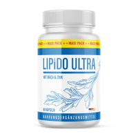 Thumbnail for Kunststoffdose mit blauem Etikett Lipido Ultra mit Maca und Zink, 60 Kapseln