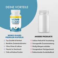 Thumbnail for Memo Guard Premium Kapseln mit 90 Kapseln neben weißer Dose ohne Etikett