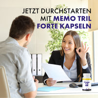 Thumbnail for Büroszene mit Frau, Mann und Memo Tril Forte Dose auf dem Tisch