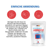 Thumbnail for Metabolism Abnhm Pflaster Packung mit Anwendungstext und drei roten Anwendungssymbolen oben