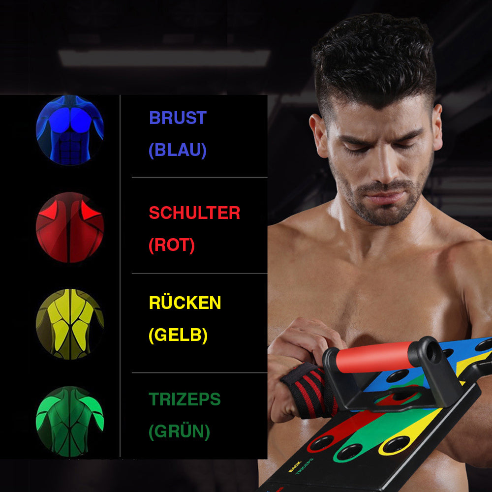 Push-up Liegestützbrett Multifunktions-Muskelboard - Farbkodierung für Muskelgruppen - ApoNatura