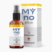 Thumbnail for My No Plus Spray mit brauner Sprühflasche und Verpackung mit sichtbarem Hinweis auf Orangengeschmack