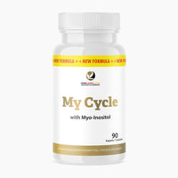 Thumbnail for Weiße Dose mit goldener Schrift My Cycle with Myo-Inositol, 90 Kapseln und goldfarbenem Rand