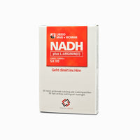 Thumbnail for Weiße NADH-Packung mit rotem Feld, Aufdruck L-Arginin(E) und 30 Lutschpastillen