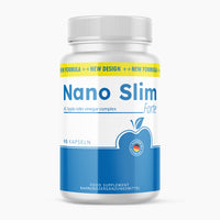 Thumbnail for Weiße Kunststoffdose mit blauem Etikett Nano Slim Forte mit 90 Kapseln und Apfelmotiv