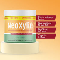 Thumbnail for NeoXylin Dose mit 30 Portionen auf Podest vor orangefarbenem Hintergrund