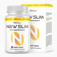 Thumbnail for Weiße Dose mit weißem Deckel mit Schrift NEW SLIM Macronutrient Metabolism N und 90 Kapseln vor Faltschachtel