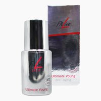 Thumbnail for Silberne Flasche mit Aufschrift Ultimate Young FitLine skin 15 ml vor passender Faltschachtel