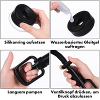 Thumbnail for Silikonring aufsetzen, wasserbasiertes Gleitgel auftragen, langsam pumpen, Ventilknopf drücken