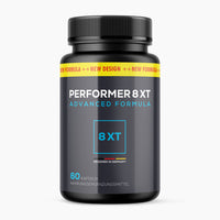 Thumbnail for Dose mit dunklem Etikett Performer 8XT Nahrungsergänzungsmittel mit 60 Kapseln und blauer Schrift