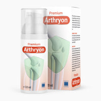 Thumbnail for Arthryon Premium 120 ml mit Pumpspender und Verpackung, sichtbar mit Gelenk-Grafik vorne links