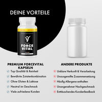 Thumbnail for Vergleichsgrafik mit Force Vital Premium Kapseln und weißer Dose ohne Etikett